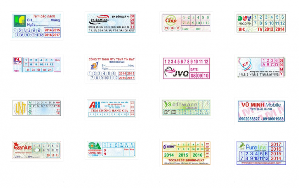 Đơn vị in tem nhãn bảo hành tại TP Mới Bình Dương uy tín, chất lượng